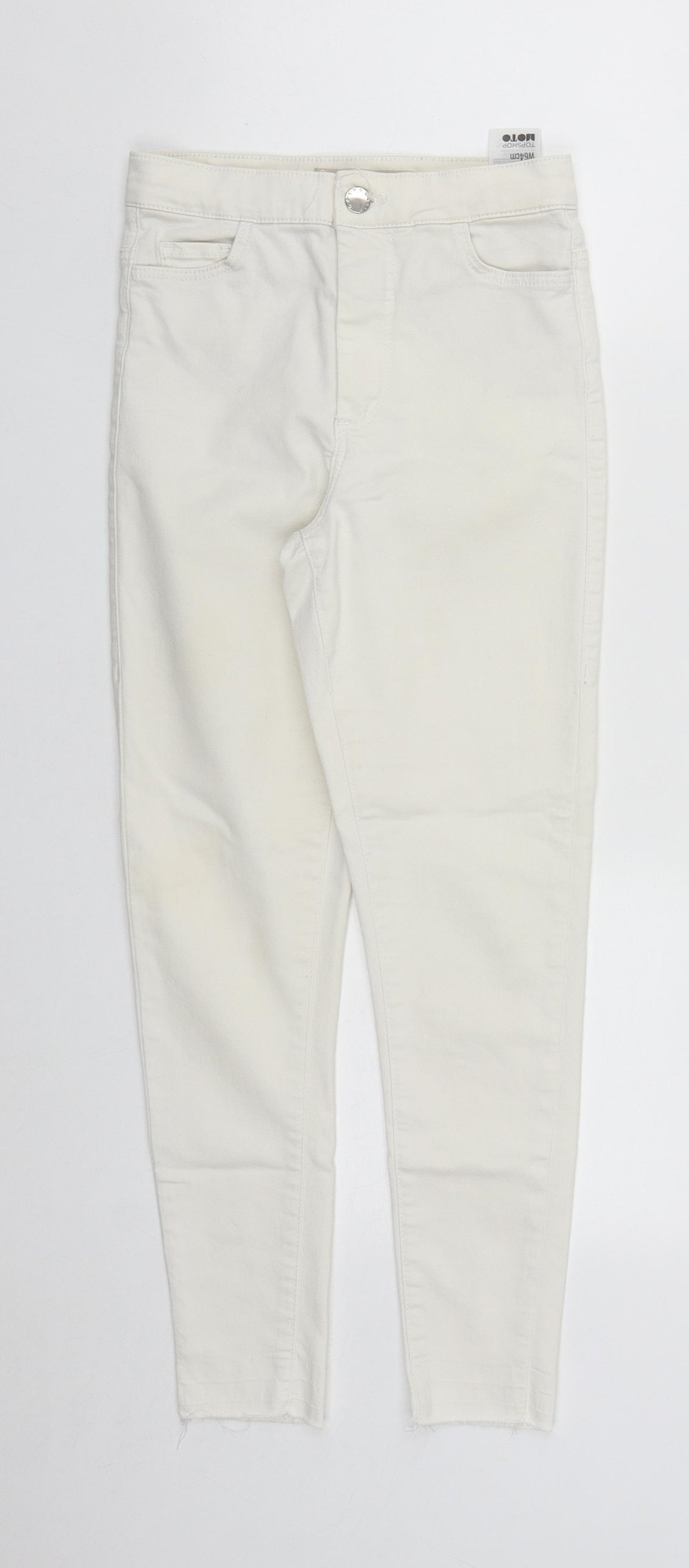 Topshop Womens White  Cotton Cropped Jeans Size 24 in L24 in Regular Zip