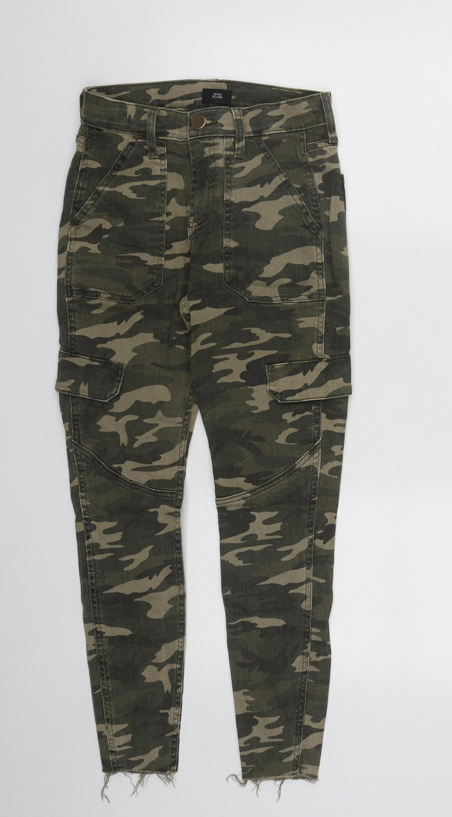 River Island Womens Multicoloured Camouflage Cotton Straight Jeans Size 8 L26 in Regular Zip