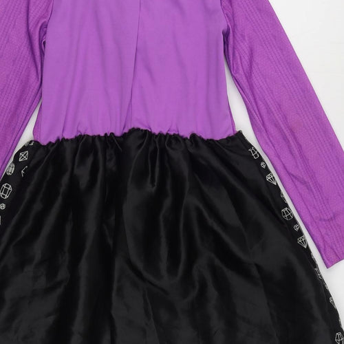Tesco Girls Pink  Polyester Skater Dress  Size 7-8 Years  Round Neck Hook & Loop