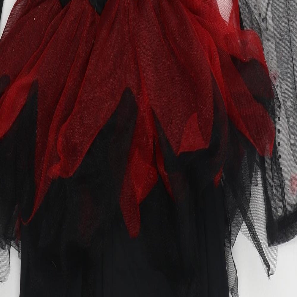 F&F Girls Black Solid Polyester Top One Piece Size 9-10 Years  Hook & Loop - Skeleton Fancy Dress