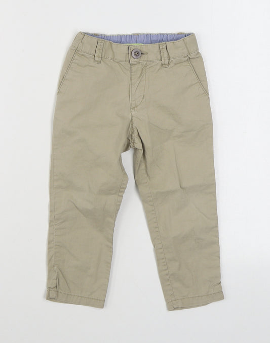 H&M Girls Beige  100% Cotton Chino Trousers Size 3 Years  Regular Zip
