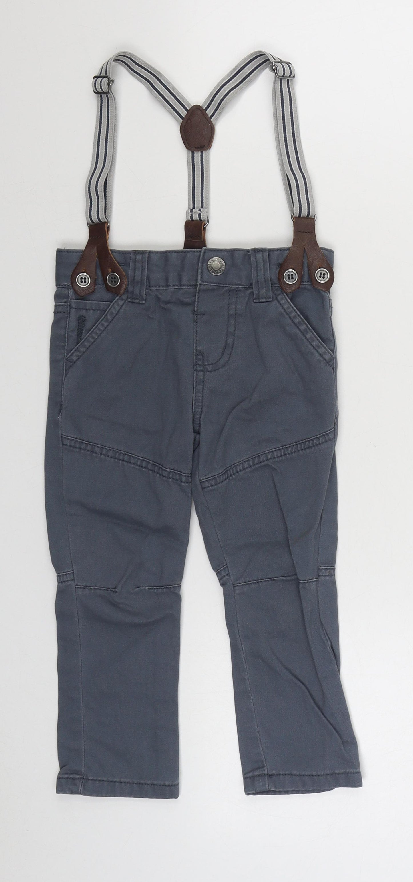 Denim & Co. Boys Grey  100% Cotton Straight Jeans Size 2-3 Years  Regular Button