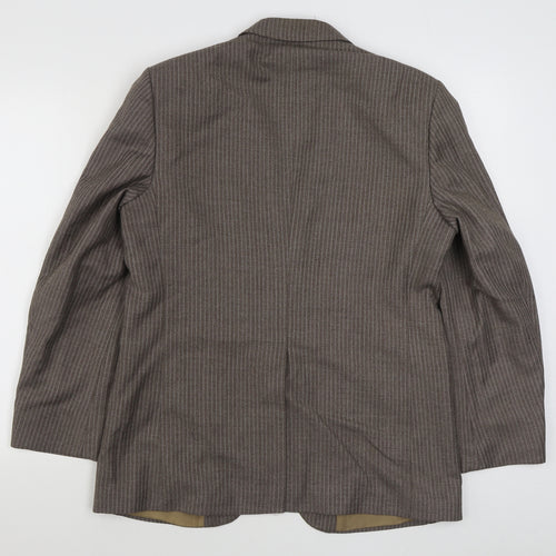 Burton Mens Brown Striped Wool Jacket Suit Jacket Size S