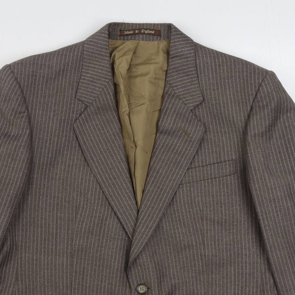 Burton Mens Brown Striped Wool Jacket Suit Jacket Size S