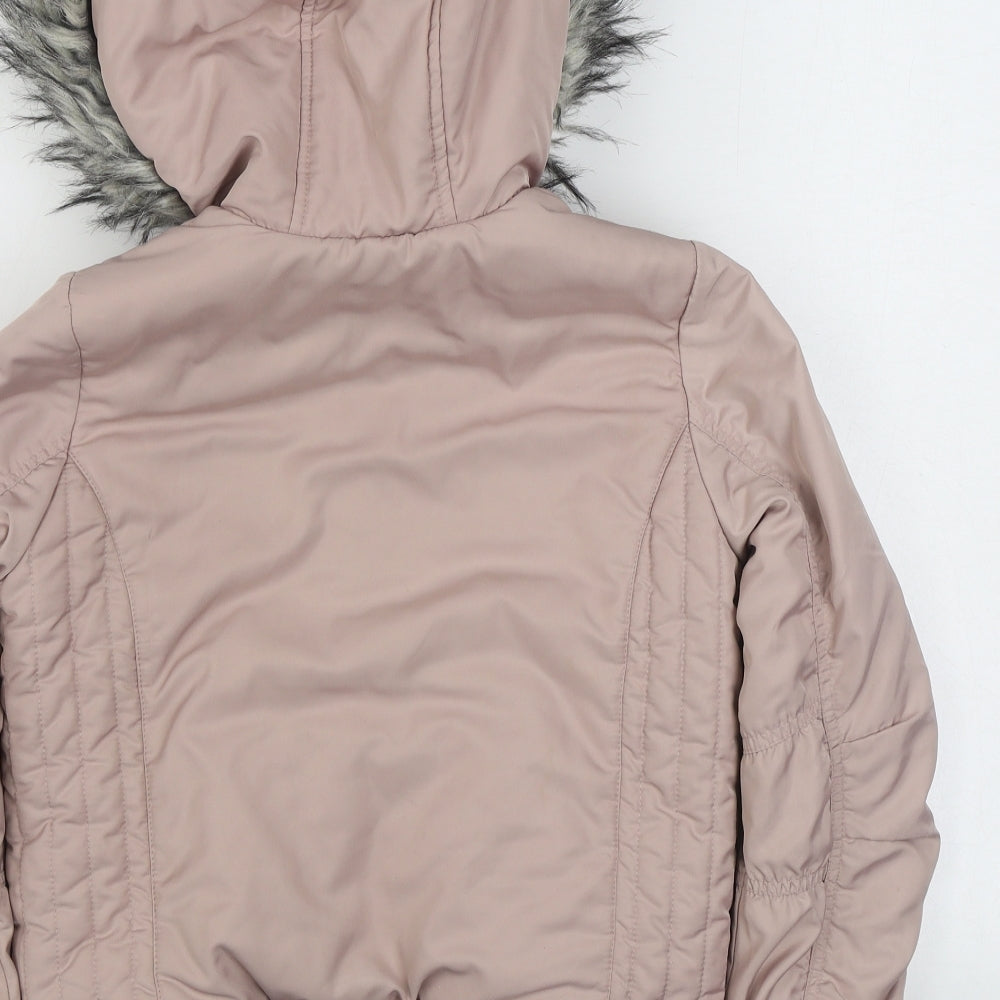 NEXT Girls Pink   Parka Coat Size 9 Years  Zip