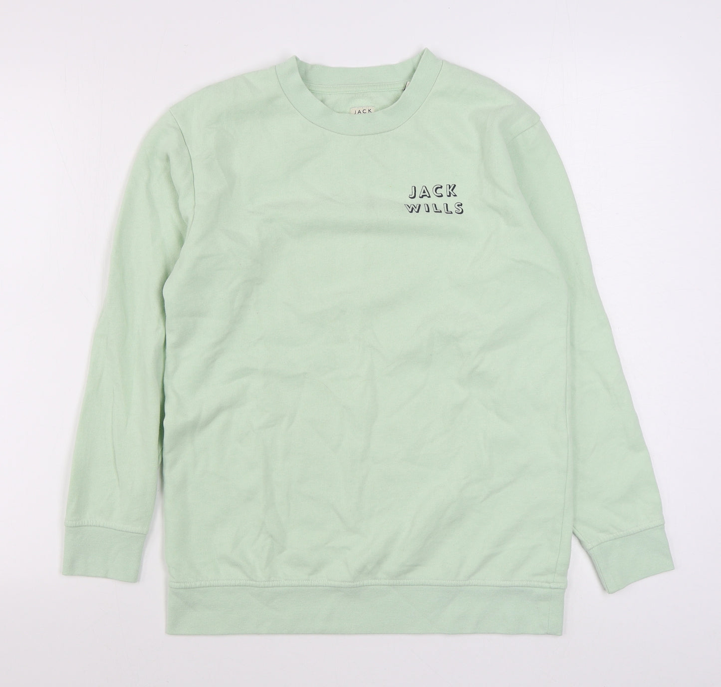 Jack Wills Womens Green  Cotton Pullover Sweatshirt Size 8  Pullover