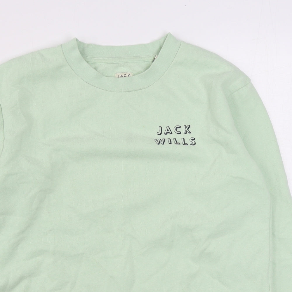 Jack Wills Womens Green  Cotton Pullover Sweatshirt Size 8  Pullover