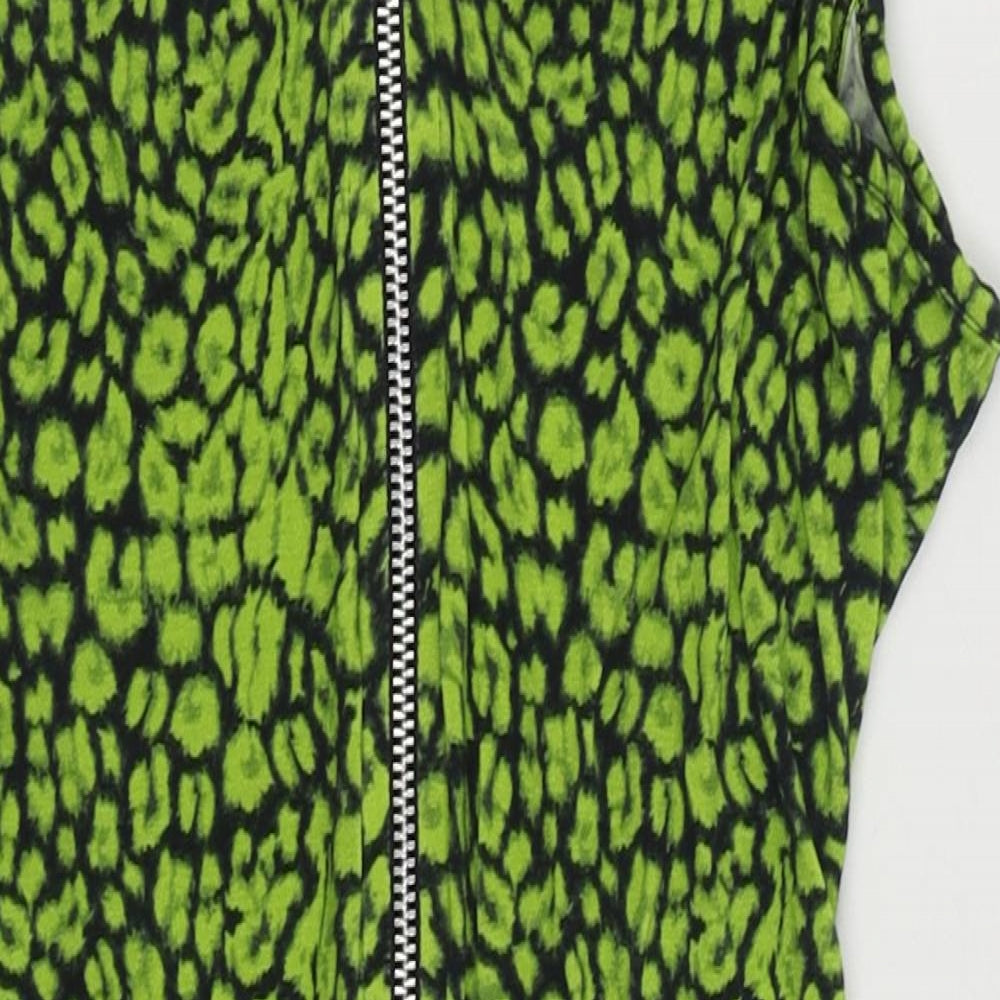 ASOS Womens Green Animal Print Viscose Bodysuit One-Piece Size 10  Button