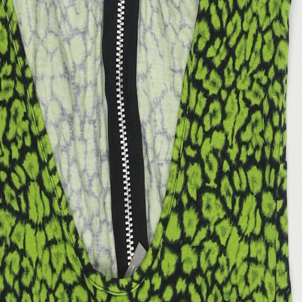 ASOS Womens Green Animal Print Viscose Bodysuit One-Piece Size 10  Button