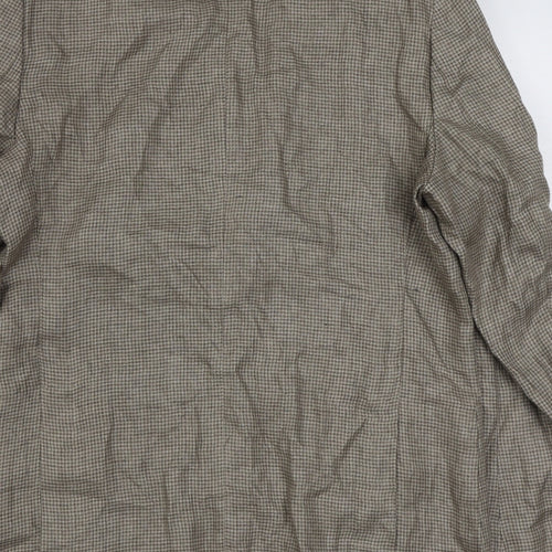 Massimo Dutti Mens Brown Houndstooth Linen Jacket Suit Jacket Size 40