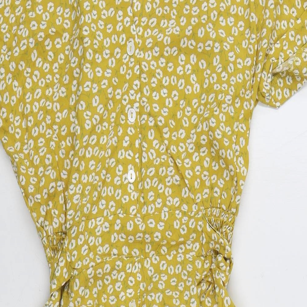 SheIn Womens Yellow Geometric Viscose Shirt Dress  Size M  Collared Button
