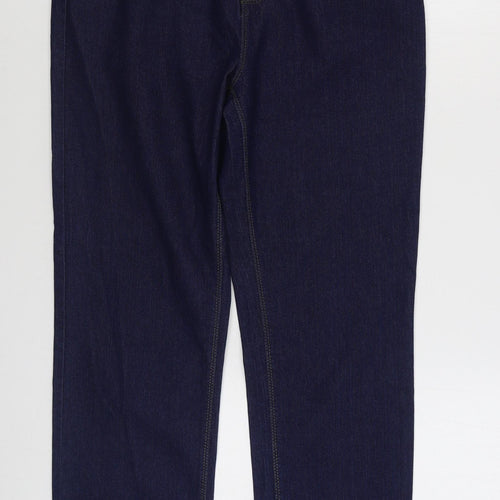Peacocks Womens Blue  Cotton Straight Jeans Size 14 L30 in Regular Zip