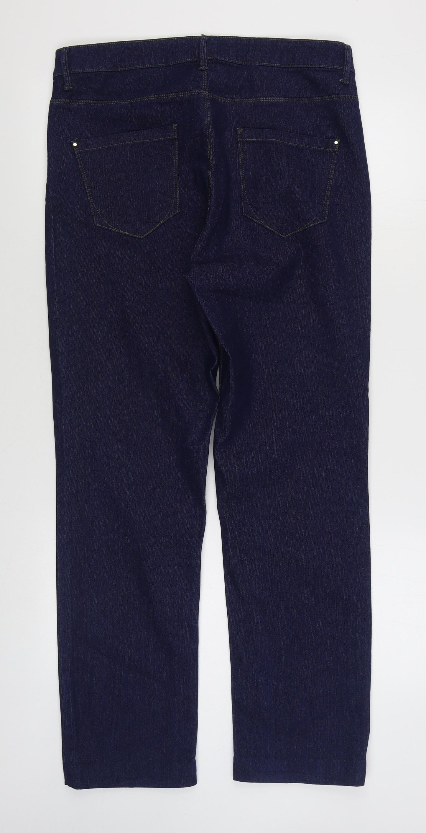 Peacocks Womens Blue  Cotton Straight Jeans Size 14 L30 in Regular Zip