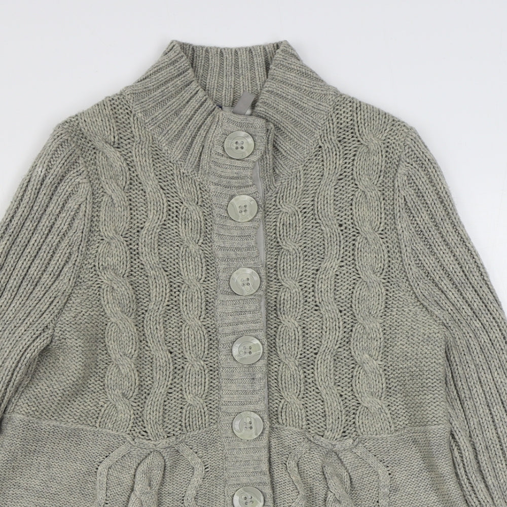 NEXT Womens Beige High Neck  Acrylic Cardigan Jumper Size 16