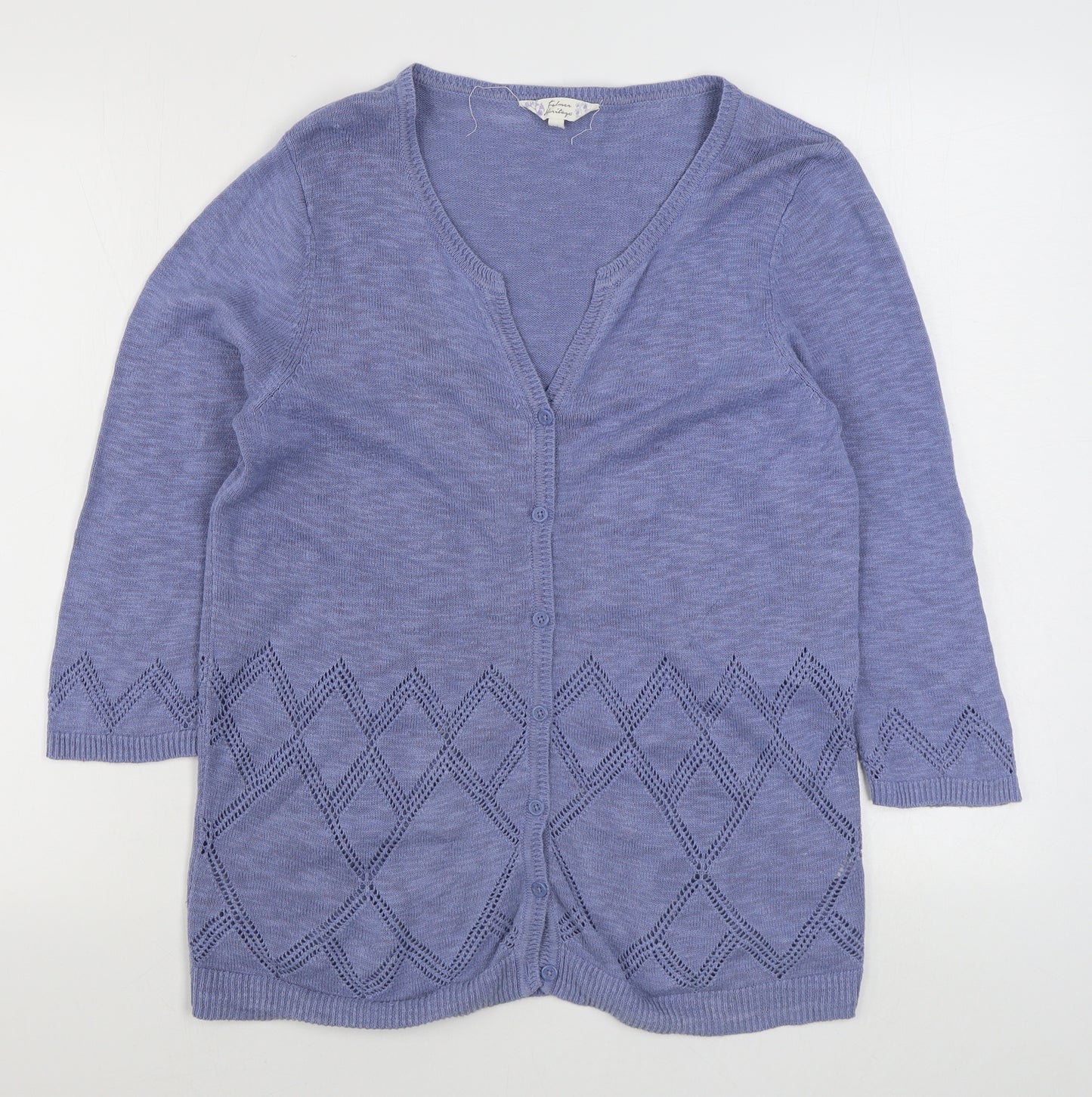 Matalan Womens Blue V-Neck  Cotton Cardigan Jumper Size 14