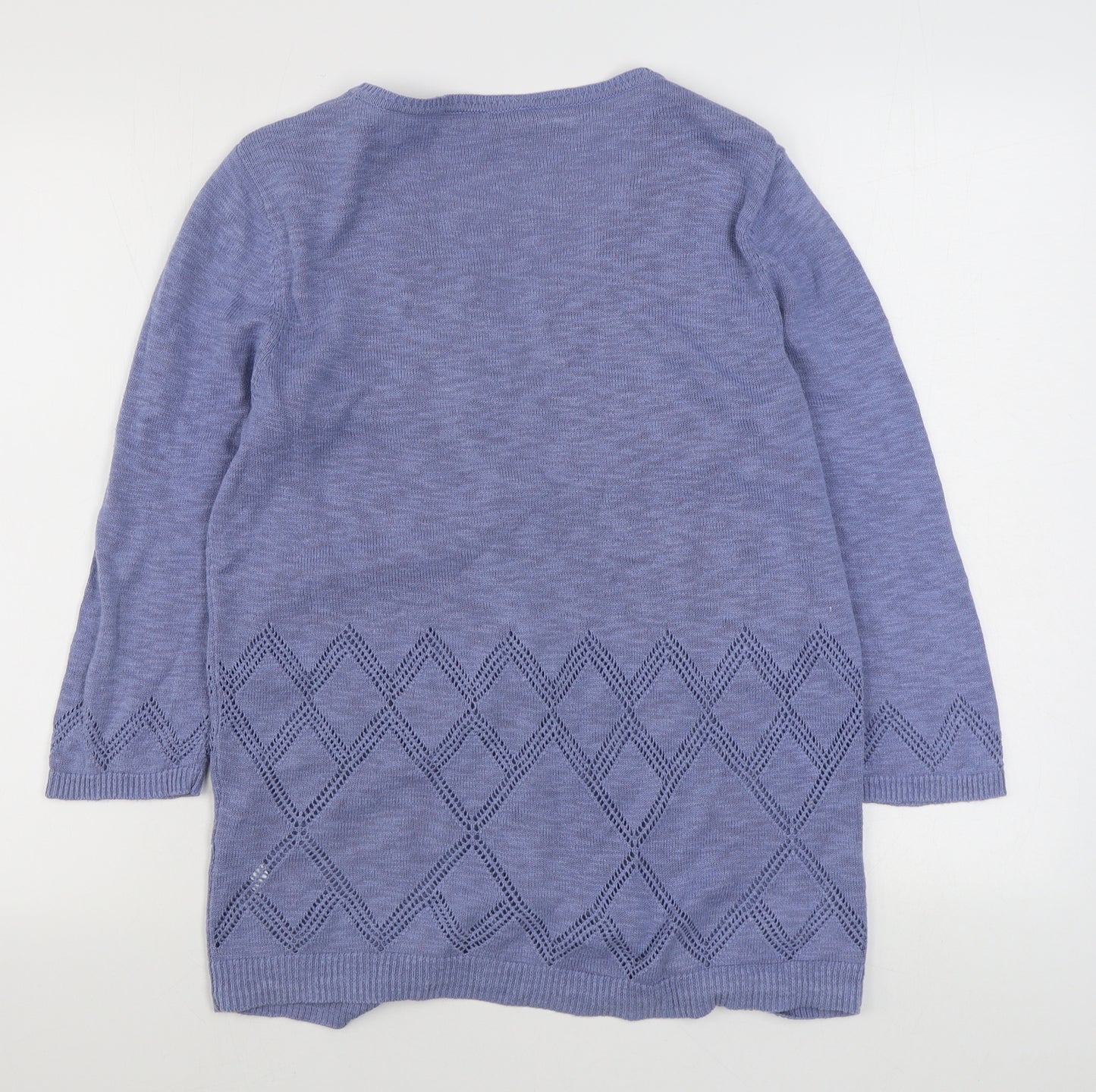 Matalan Womens Blue V-Neck  Cotton Cardigan Jumper Size 14