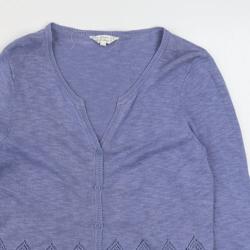 Matalan Womens Blue V-Neck  Cotton Cardigan Jumper Size 14