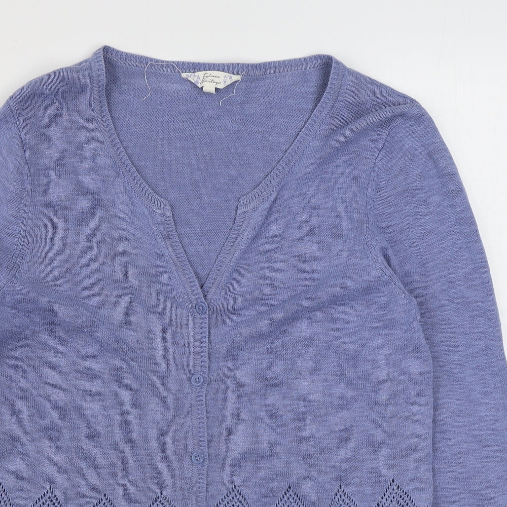 Matalan Womens Blue V-Neck  Cotton Cardigan Jumper Size 14
