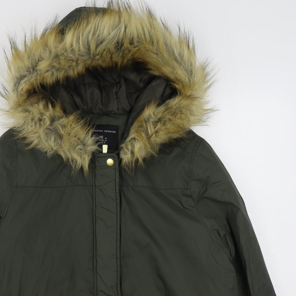 Dorothy Perkins Womens Green   Parka Coat Size 16  Zip