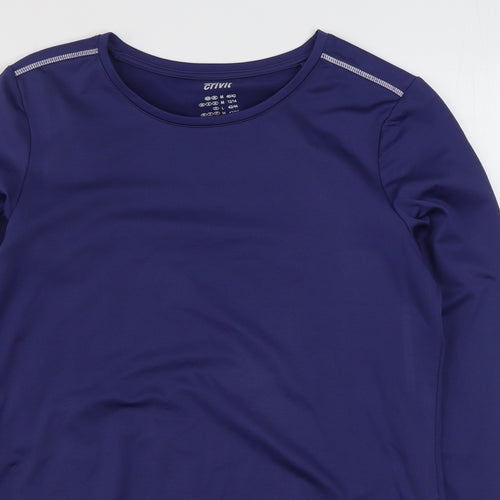 Crivit Mens Blue  Polyester Basic T-Shirt Size M Roll Neck Pullover