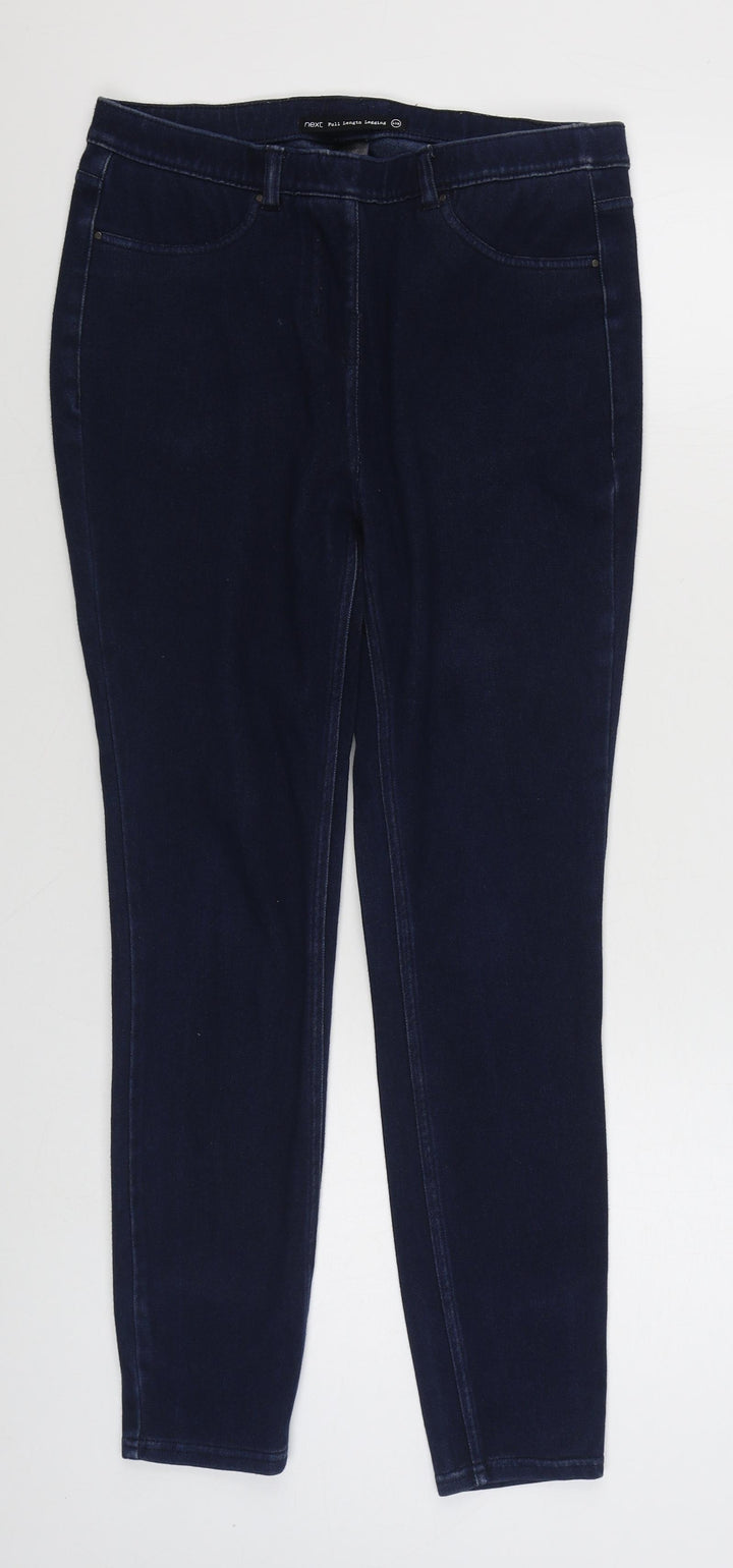 NEXT Womens Blue Cotton Skinny Jeans Size 10 L26 in Regular Zip