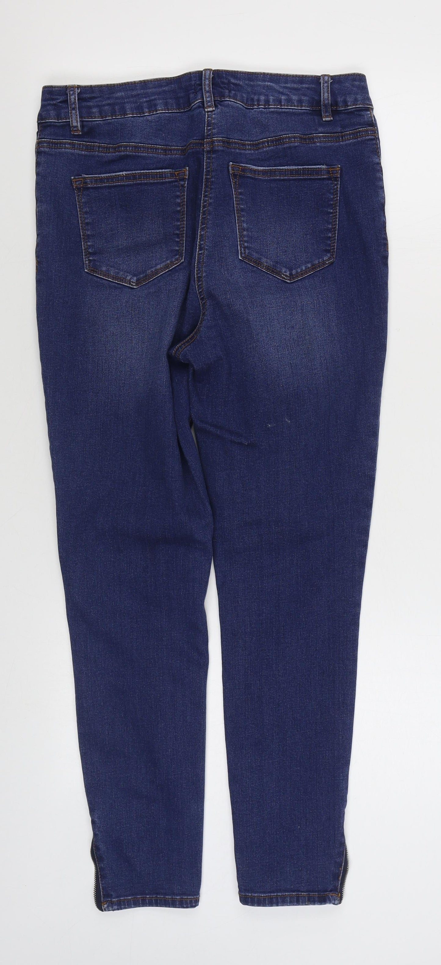 Matalan Womens Blue  Cotton Skinny Jeans Size 14 L26 in Regular Zip