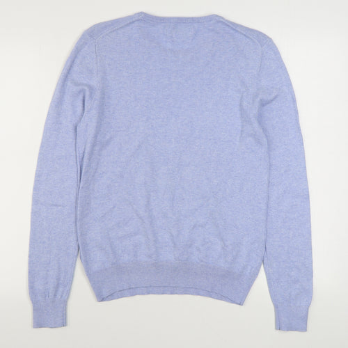 Meraki Womens Blue Round Neck  100% Cotton Pullover Jumper Size L