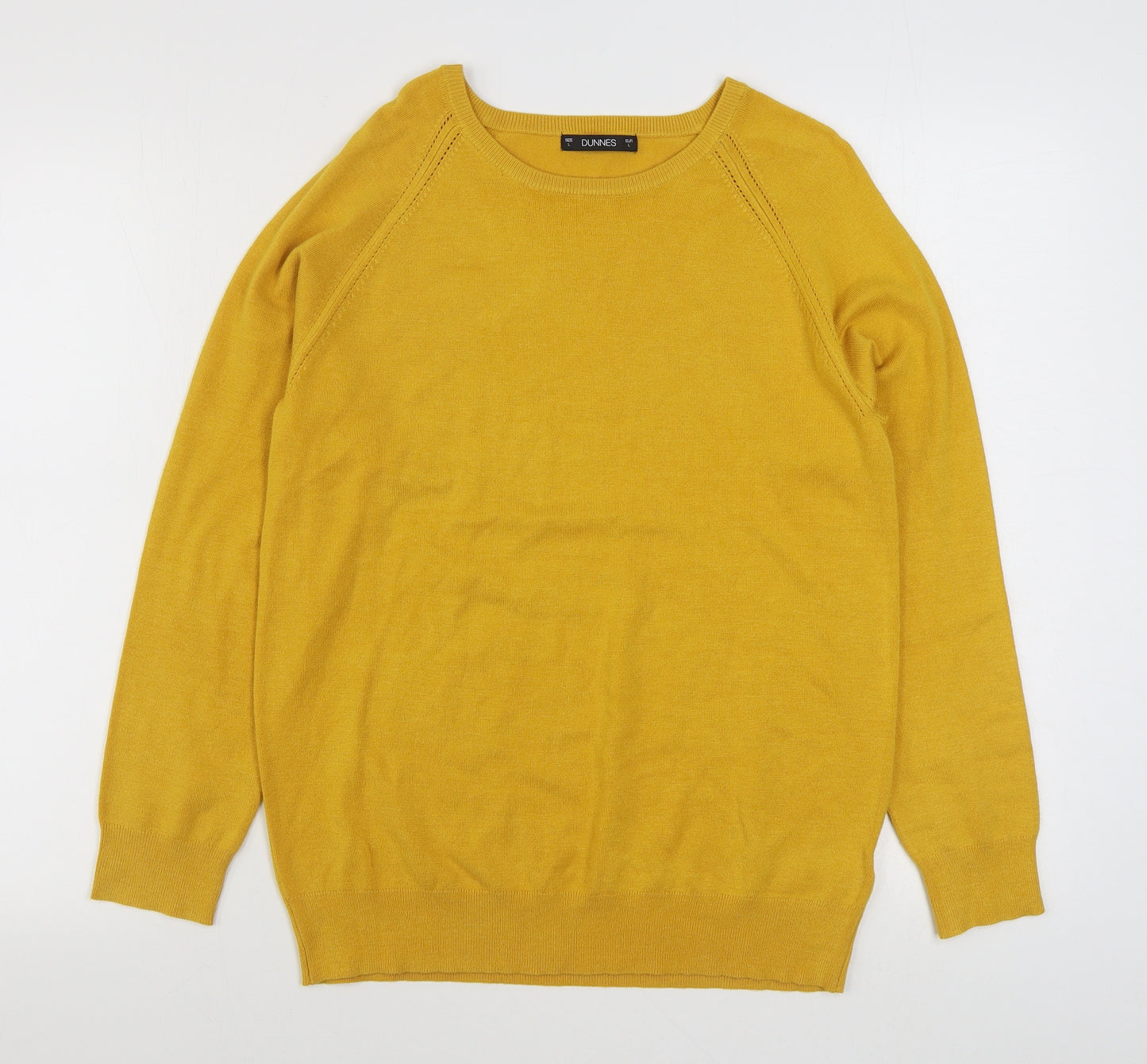Dunnes Stores Womens Yellow Round Neck  Viscose Pullover Jumper Size L