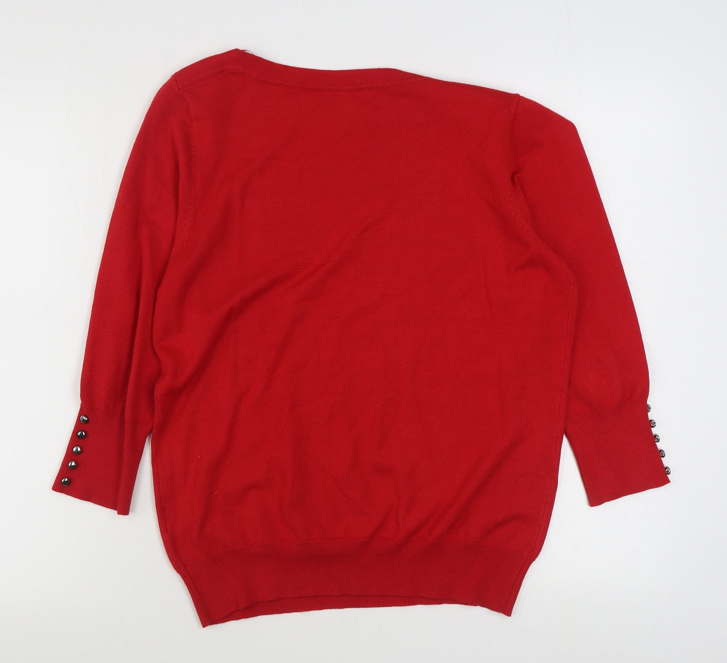 Roman Womens Red Boat Neck  Viscose Pullover Jumper Size 14