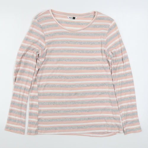 Pep&Co Womens Multicoloured Striped 100% Cotton Basic T-Shirt Size L Boat Neck