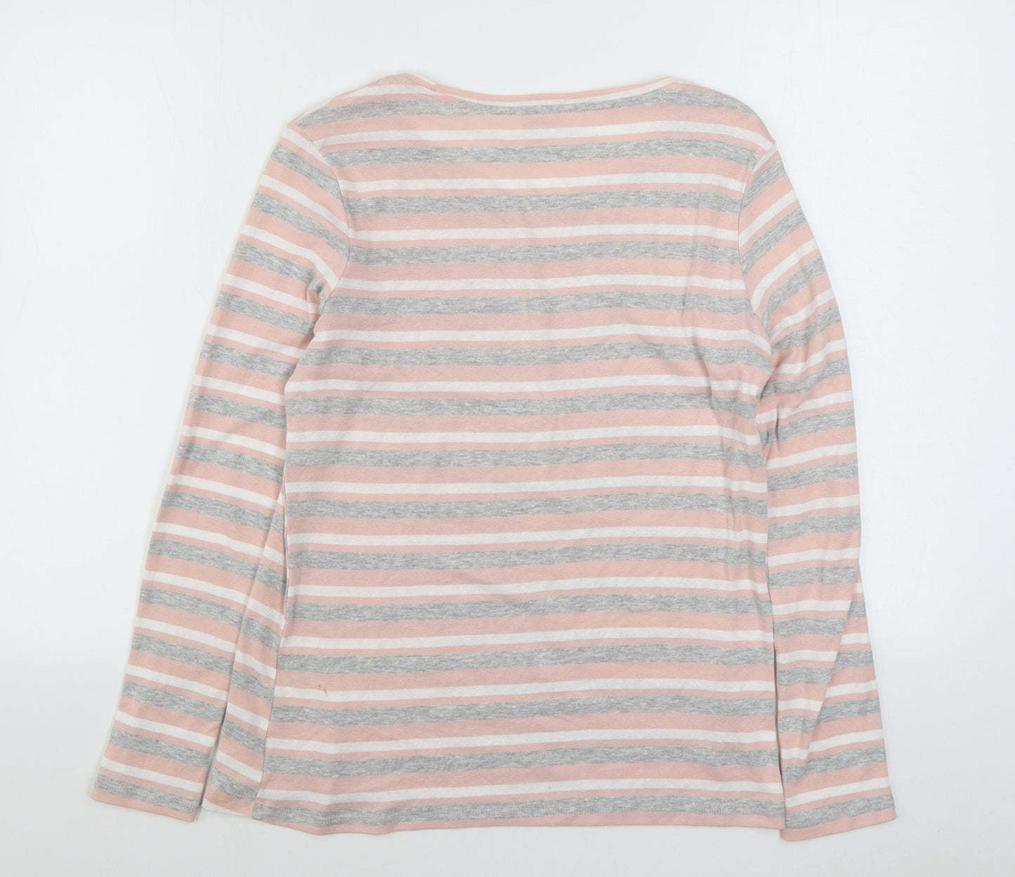 Pep&Co Womens Multicoloured Striped 100% Cotton Basic T-Shirt Size L Boat Neck
