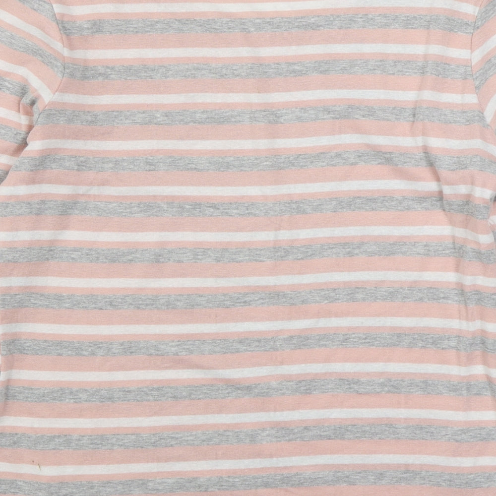 Pep&Co Womens Multicoloured Striped 100% Cotton Basic T-Shirt Size L Boat Neck