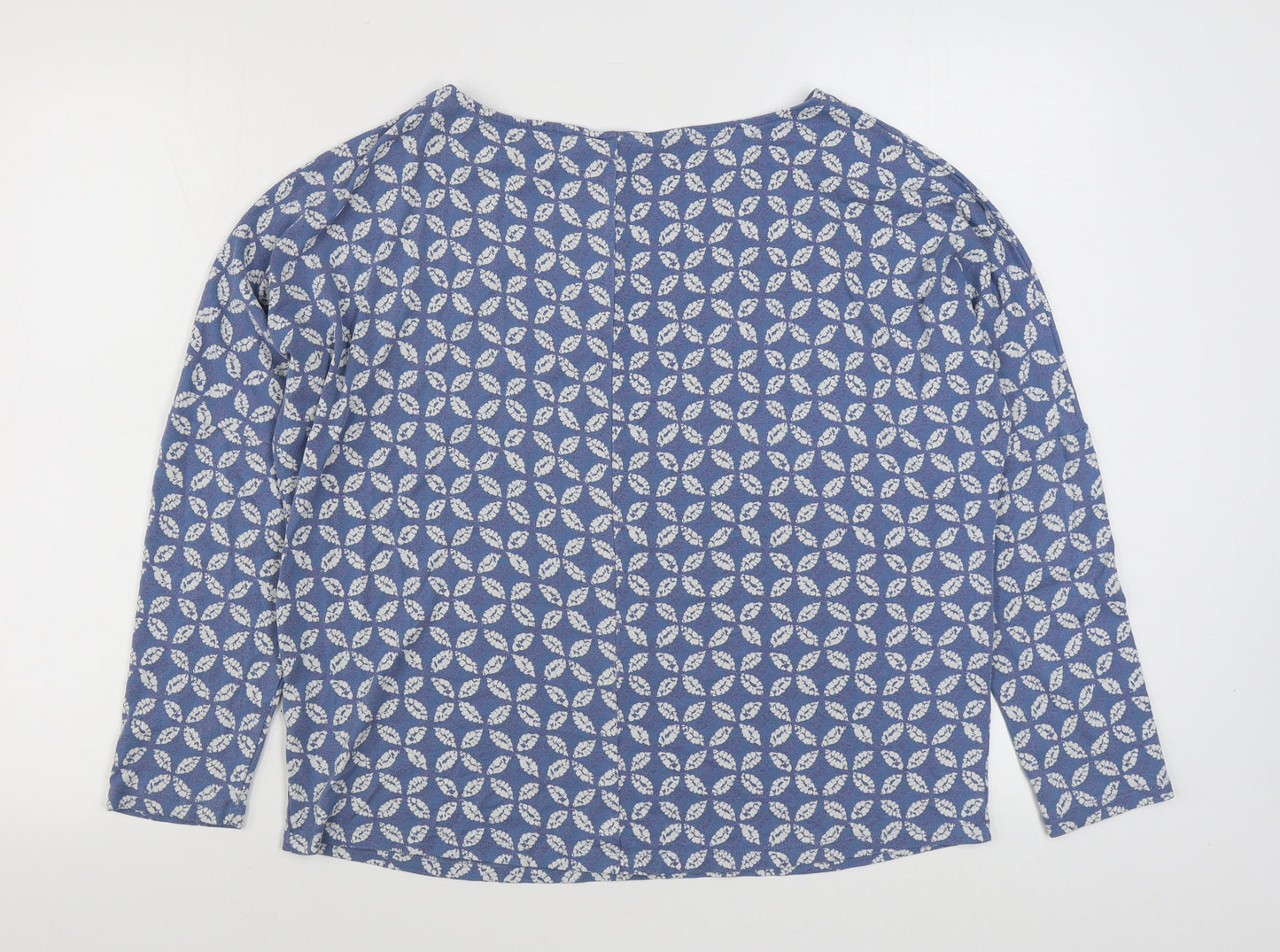 NEXT Womens Blue Geometric Viscose Basic T-Shirt Size 14 Boat Neck