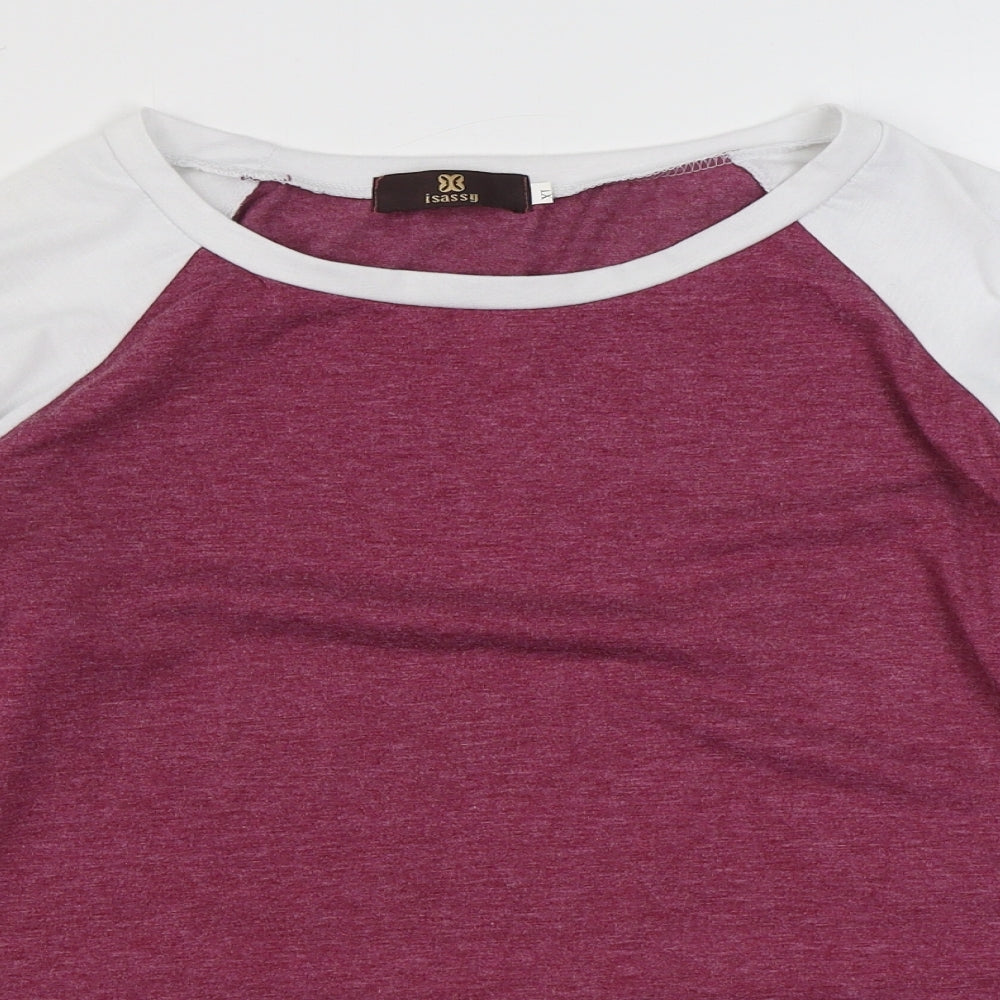 Isassy Womens Red  Cotton Basic T-Shirt Size XL Round Neck