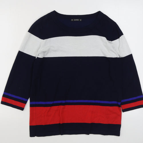 Dunnes Stores Womens Multicoloured Round Neck Striped Viscose Pullover Jumper Size M