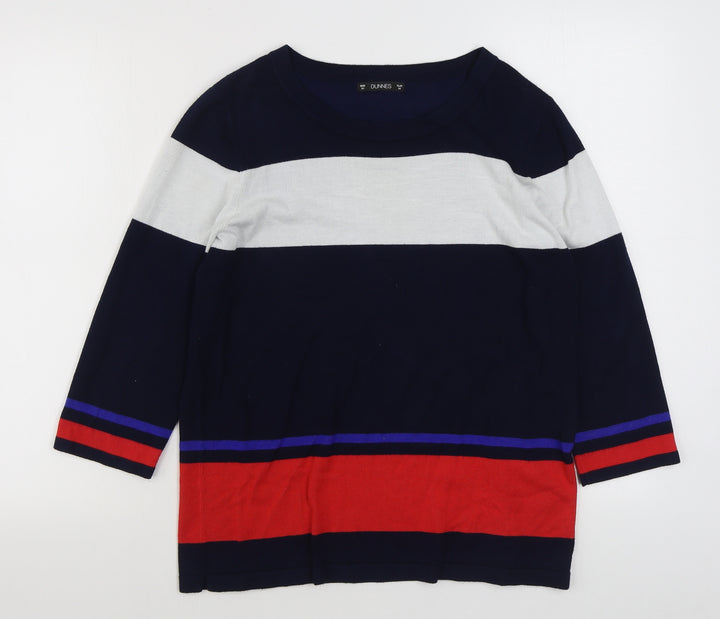 Dunnes Stores Womens Multicoloured Round Neck Striped Viscose Pullover Jumper Size M