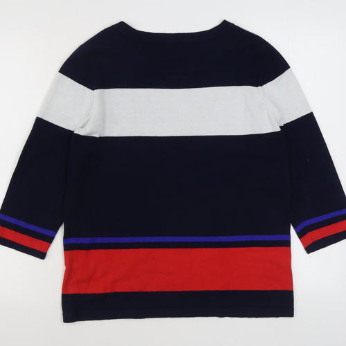 Dunnes Stores Womens Multicoloured Round Neck Striped Viscose Pullover Jumper Size M