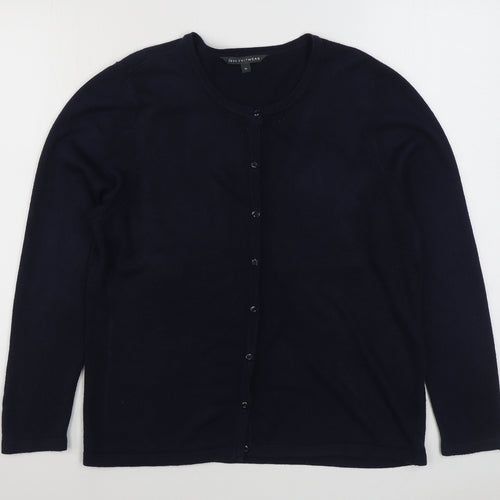Bonmarché Womens Blue Round Neck  Acrylic Cardigan Jumper Size 16