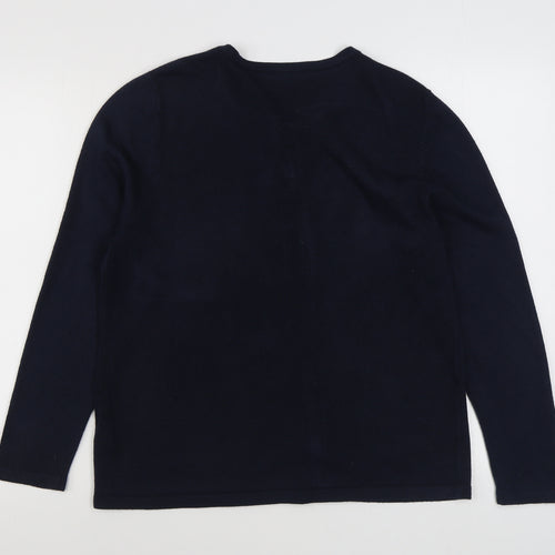 Bonmarché Womens Blue Round Neck  Acrylic Cardigan Jumper Size 16