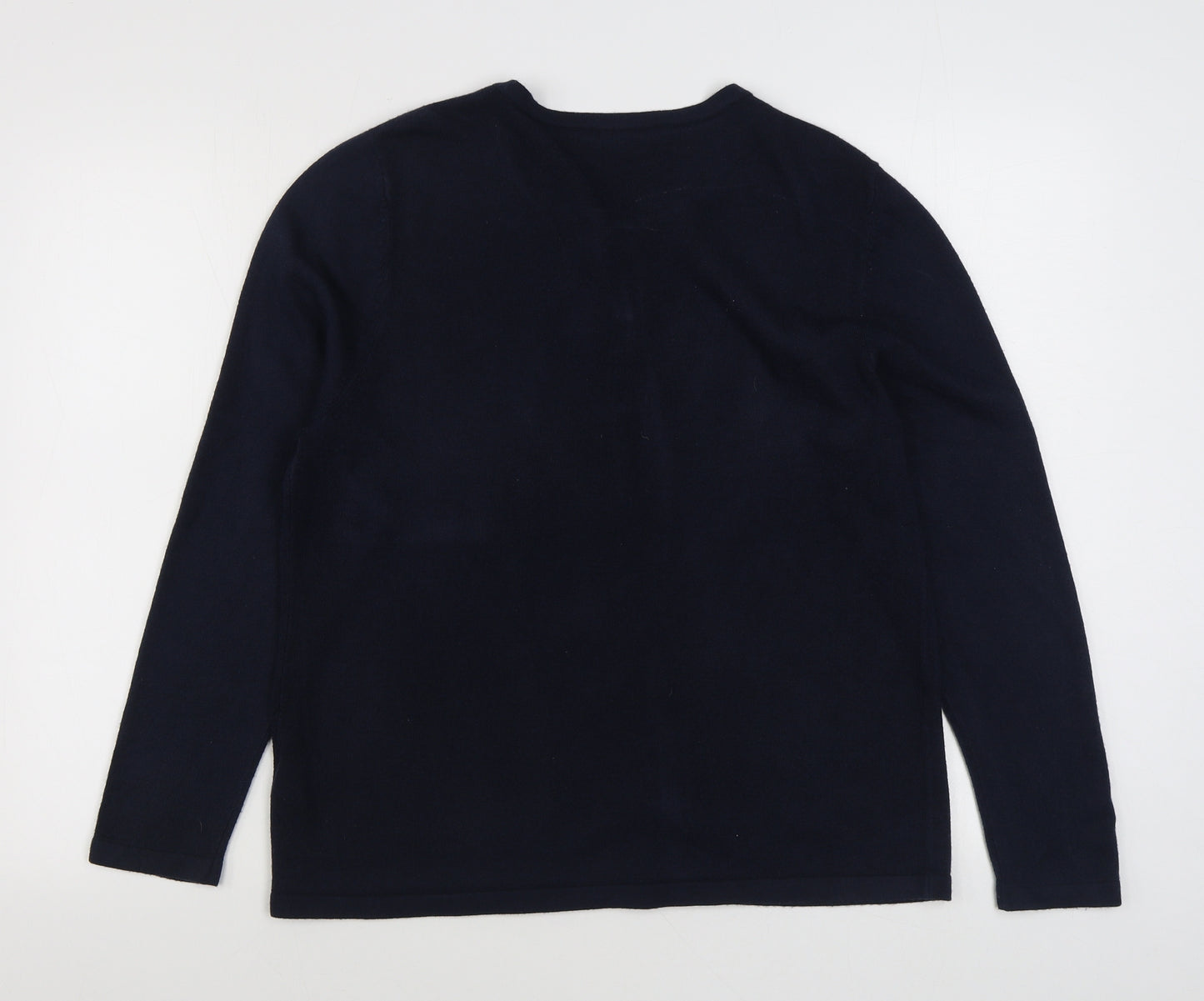 Bonmarché Womens Blue Round Neck  Acrylic Cardigan Jumper Size 16