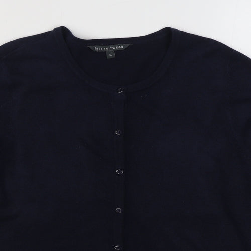 Bonmarché Womens Blue Round Neck  Acrylic Cardigan Jumper Size 16