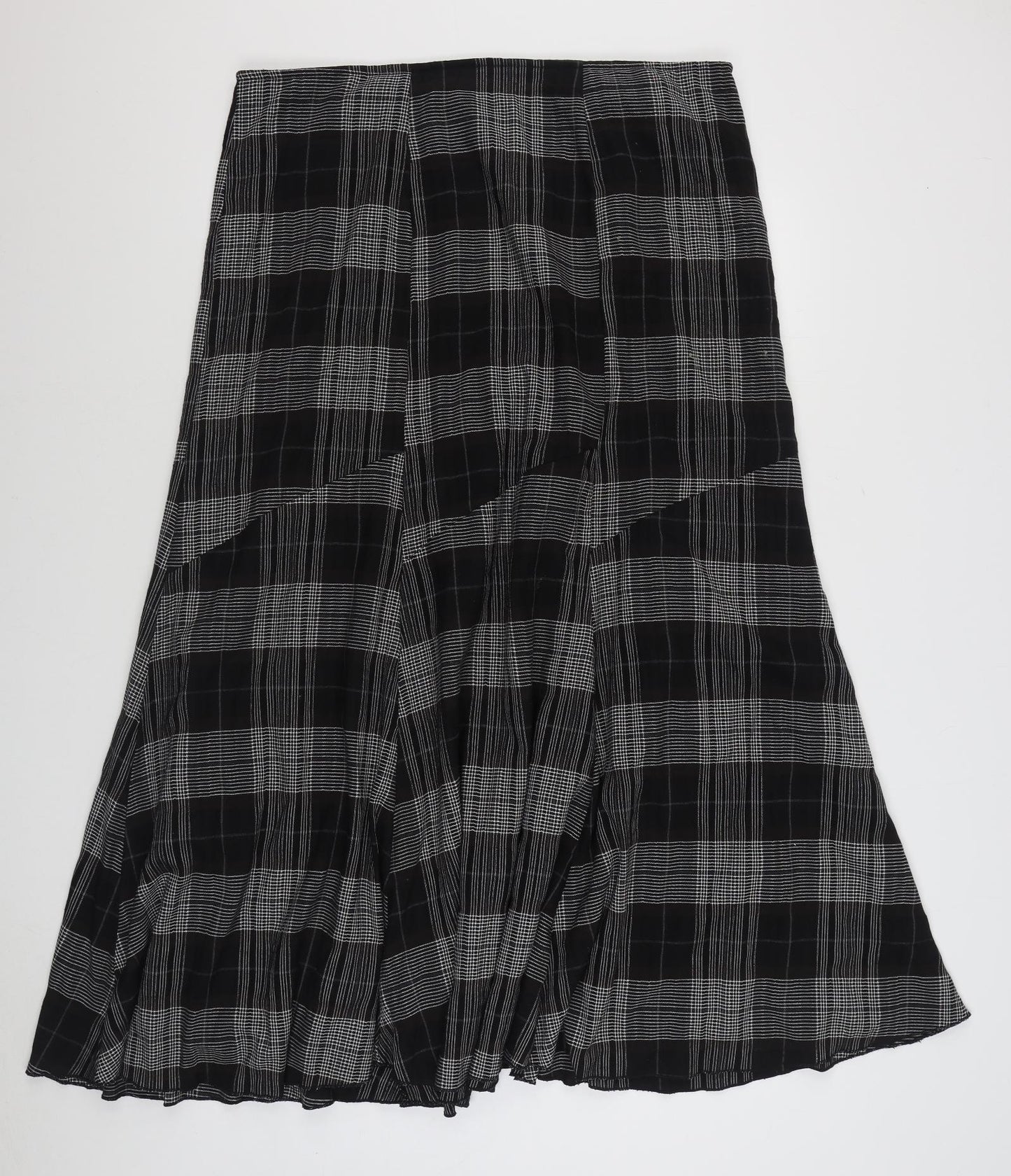 Per Una Womens Black Plaid Polyester Peasant Skirt Size 18   Zip