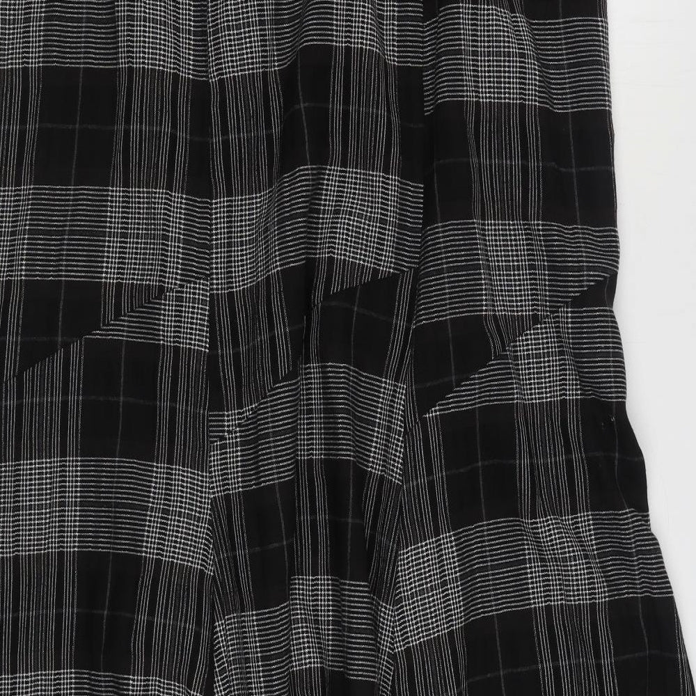 Per Una Womens Black Plaid Polyester Peasant Skirt Size 18   Zip