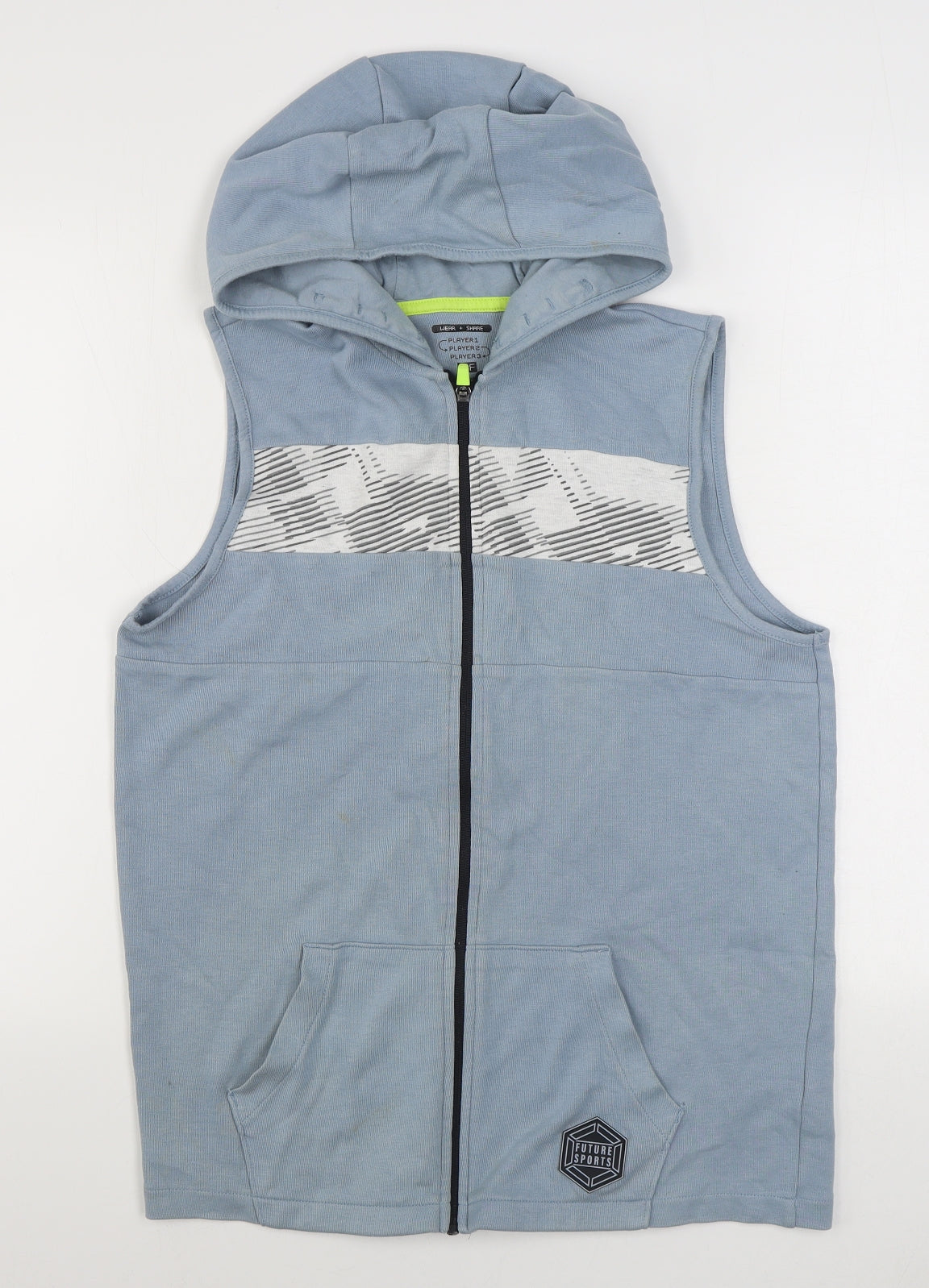F&F Boys Blue  Cotton Full Zip Hoodie Size 13-14 Years  Zip - Sleeveless