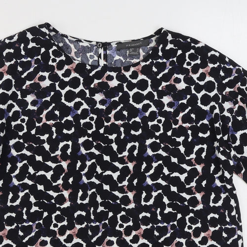 Primark Womens Multicoloured Animal Print Polyester Basic T-Shirt Size 12 Round Neck