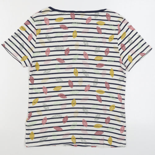 Maine Womens Multicoloured Striped 100% Cotton Basic T-Shirt Size 14 Square Neck