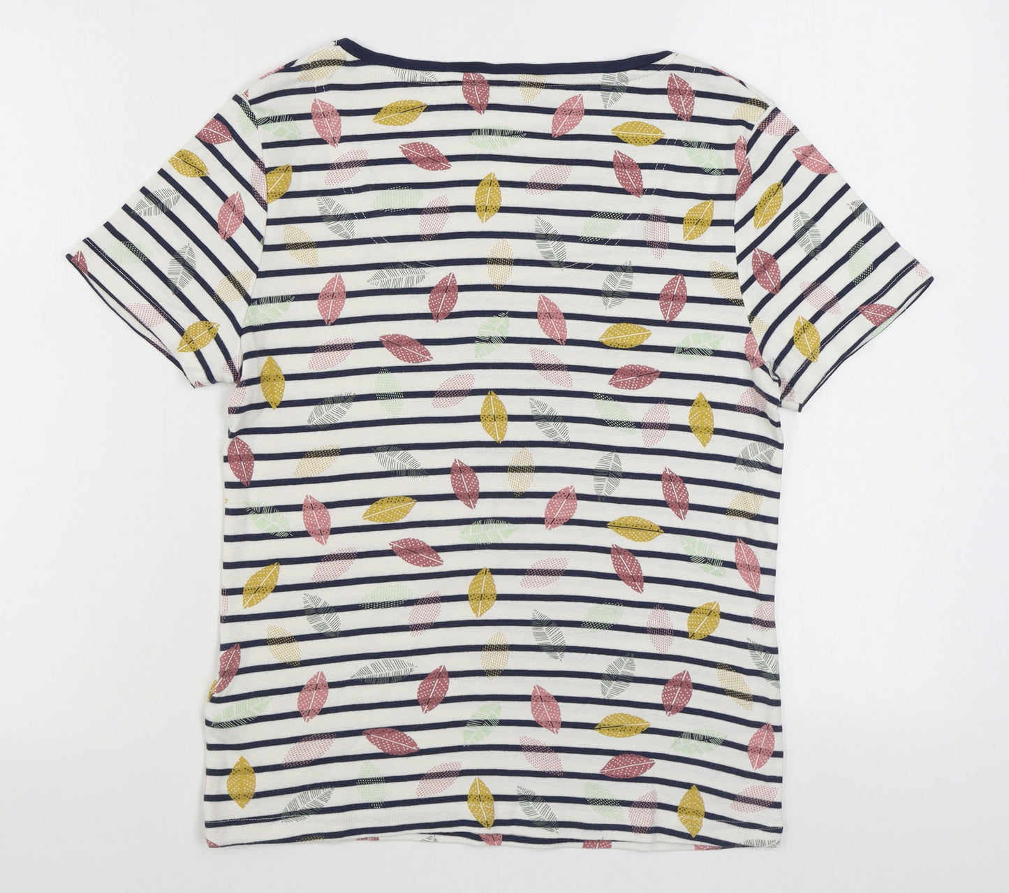 Maine Womens Multicoloured Striped 100% Cotton Basic T-Shirt Size 14 Square Neck