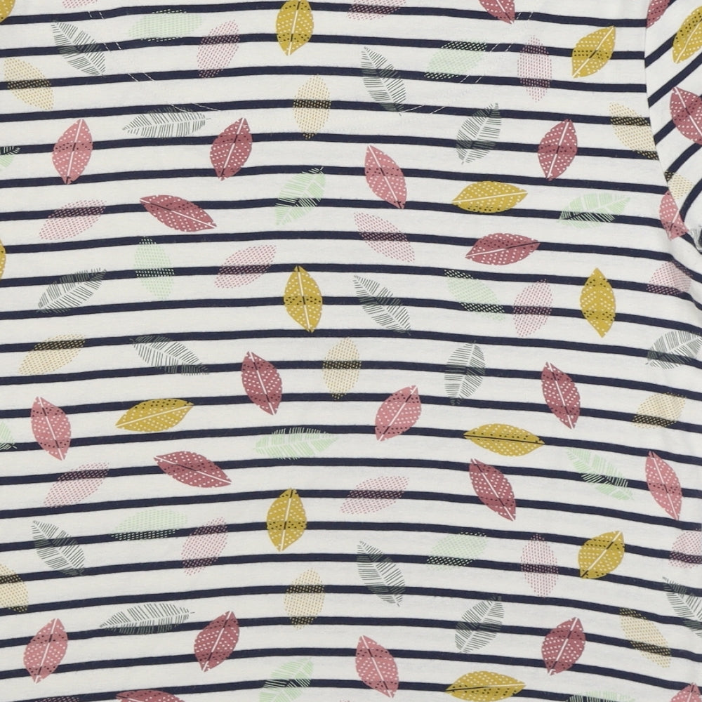 Maine Womens Multicoloured Striped 100% Cotton Basic T-Shirt Size 14 Square Neck