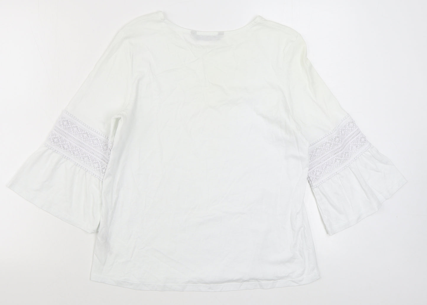 Dunnes Stores Womens White  Cotton Basic T-Shirt Size 12 Boat Neck
