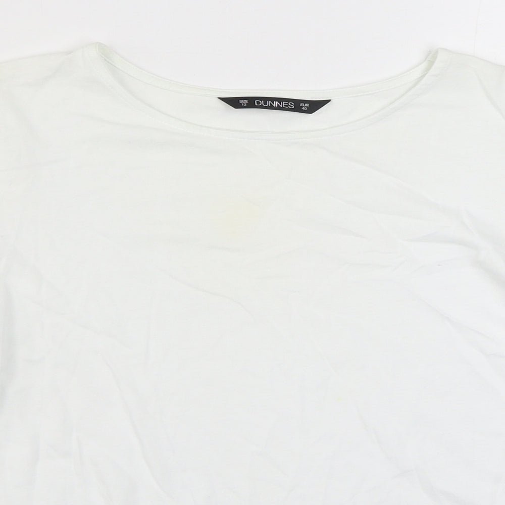 Dunnes Stores Womens White  Cotton Basic T-Shirt Size 12 Boat Neck